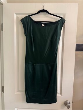 Club Monaco Dark Green Cap Sleeve Midi Sheath Dress